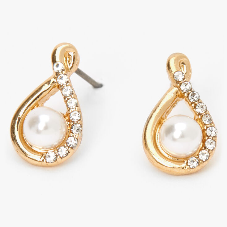 Gold Pearl Teardop Stud Earrings | Claire's