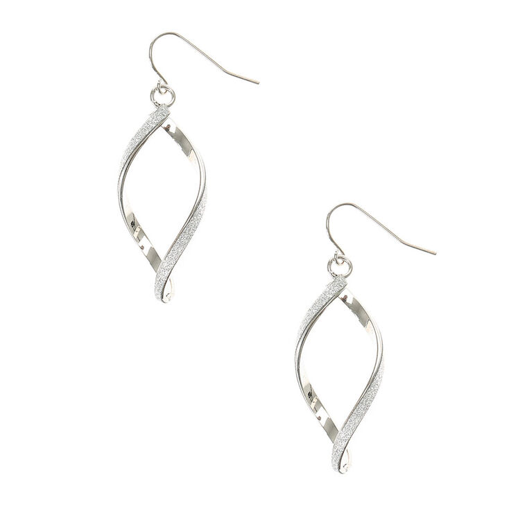 Silver Marquis Twist Glitter Ribbon Drop Earrings Claire S Silver Marquis Twist Glitter Ribbon Drop Earrings