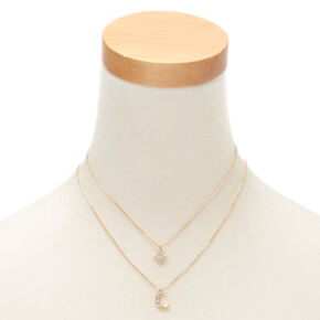 Gold-tone Celestial Pendant Necklaces - 2 Pack,