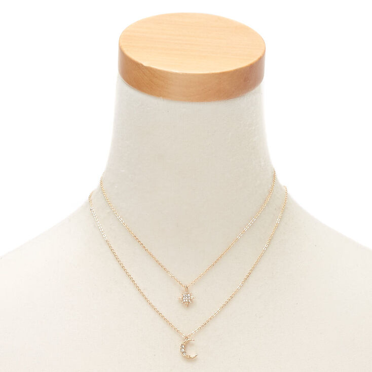 Gold-tone Celestial Pendant Necklaces - 2 Pack,