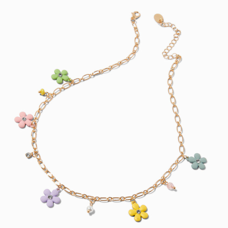Uptown Pastel Flower Charm Pendant Necklace,