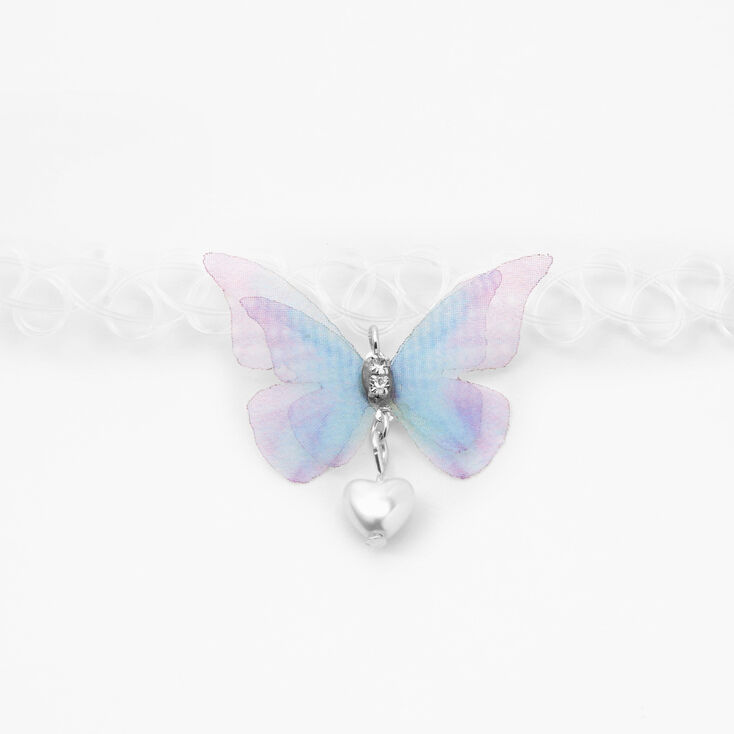 Butterfly Charm Clear Tattoo Choker Necklace,