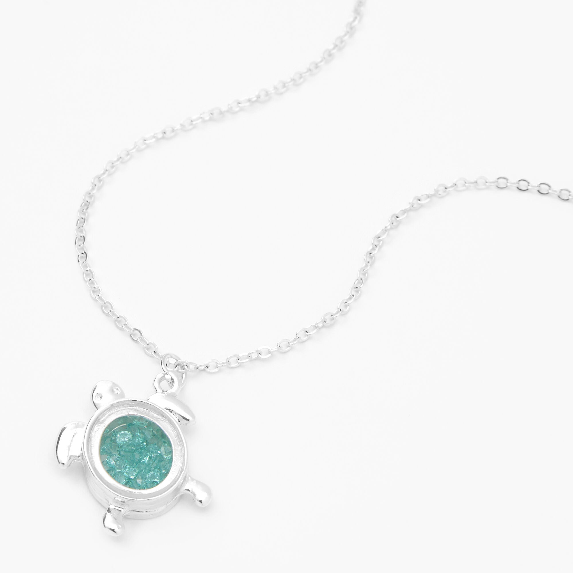 Turtle Shaker Pendant Necklace Teal