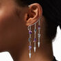 Silver-tone Purple Crystal Mushroom Hanging Ear Cuff ,