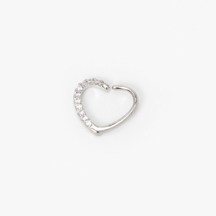 Cubic Zirconia 16G Heart Daith Hoop Earring,