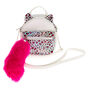 Holographic Leopard Cat Mini Backpack Crossbody Bag - White,