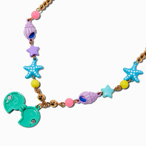 Claire&#39;s Club Beaded Seashell Locket Pendant Necklace,