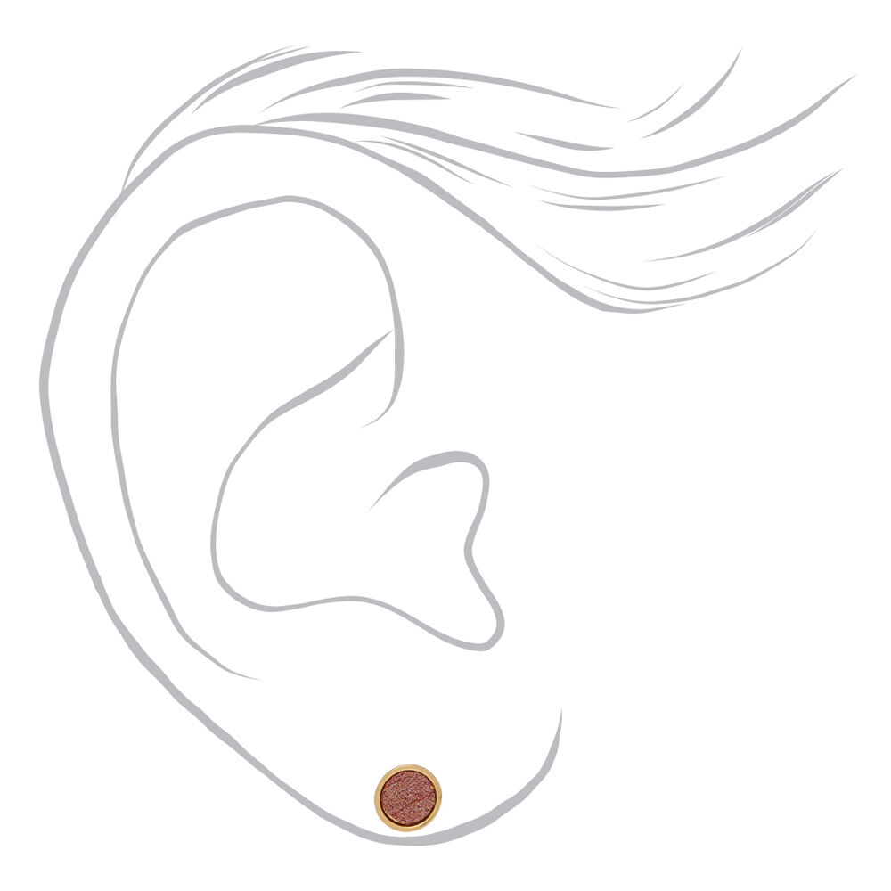 Rose Gold Button Stud Earrings - 3 Pack,
