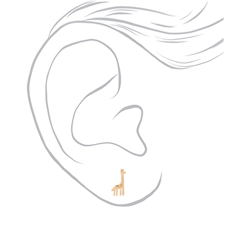 Gold Giraffe Stud Earrings