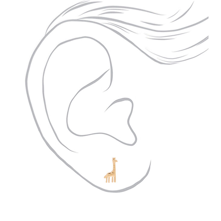Gold Giraffe Stud Earrings,