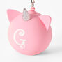 Porte-cl&eacute;s balle anti-stress licorne &agrave; initiale - Rose, G,