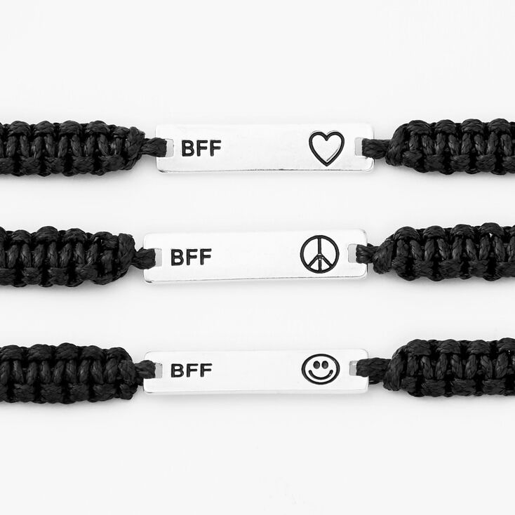 Silver Best Friends Icons Adjustable Cord Bracelets - 3 Pack | Claire\'s US