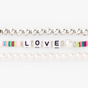 Rainbow Love Disc Beaded Stretch Bracelets - 3 Pack,