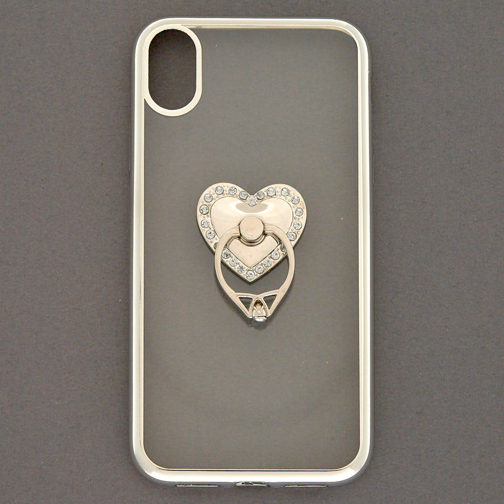 Coque de portable avec anneau de support symbole de cœur - Compatible avec iPhone XR,