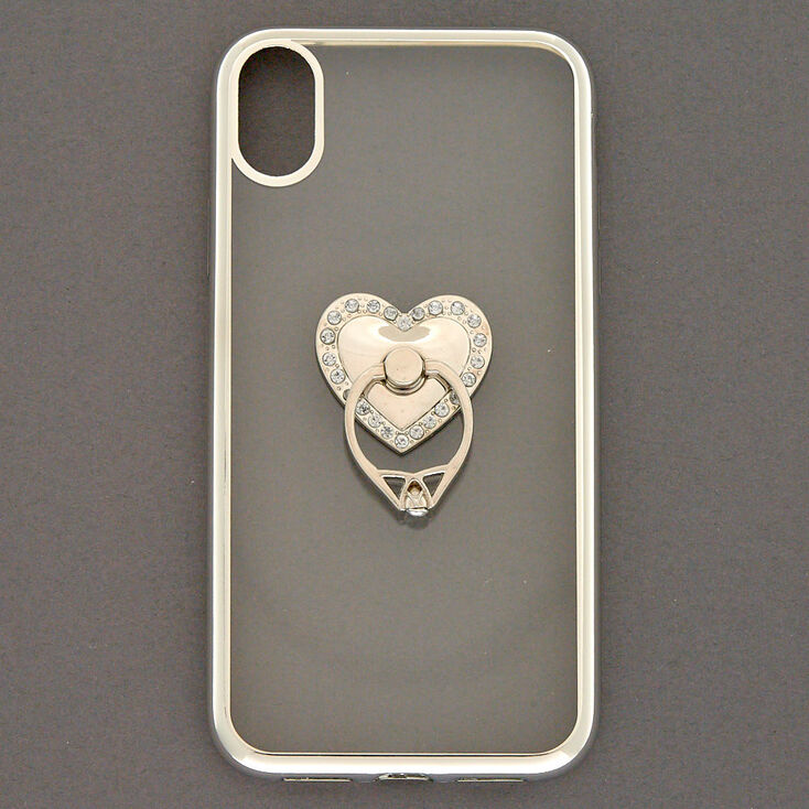 Coque de portable avec anneau de support symbole de c&oelig;ur - Compatible avec iPhone XR,