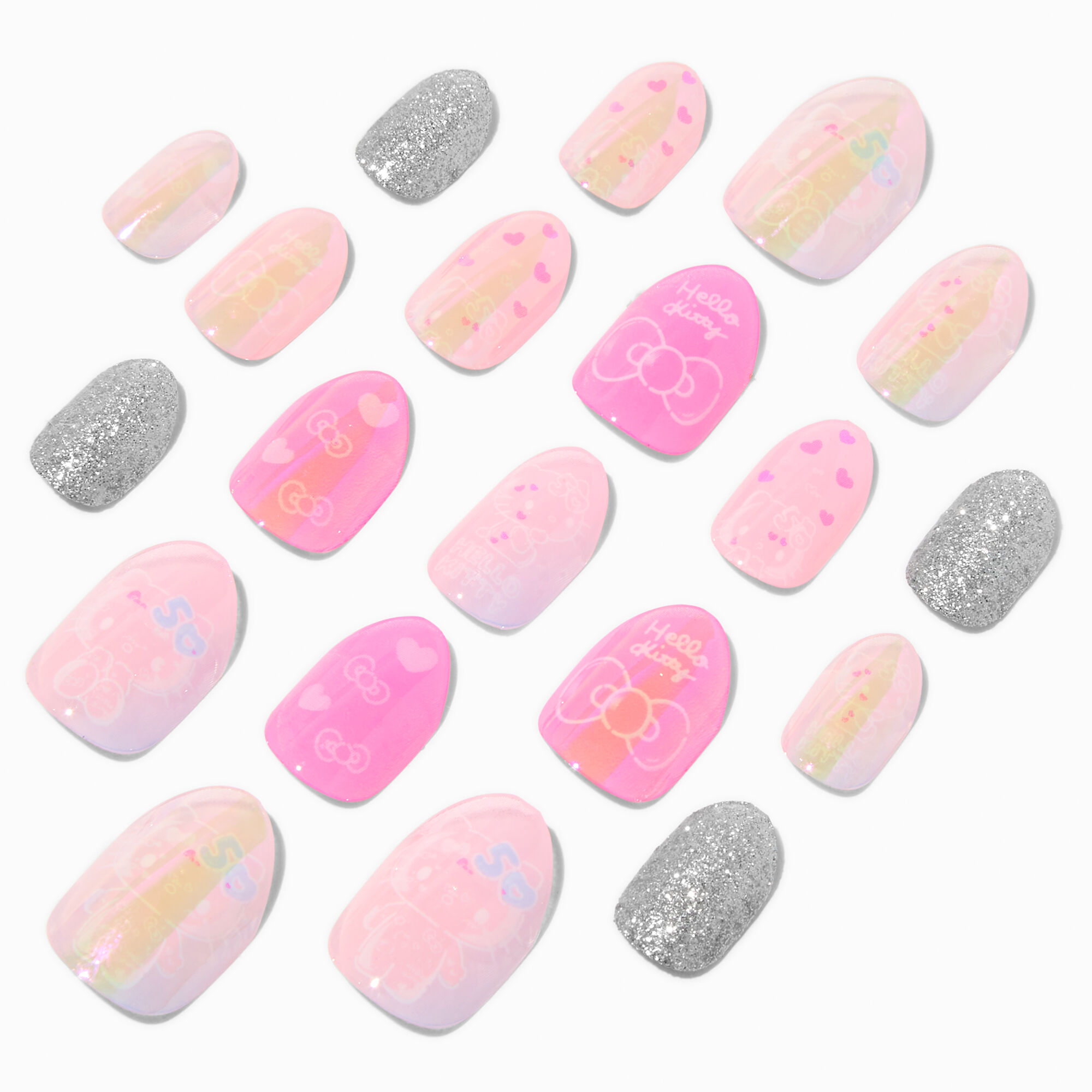 Hello Kitty® 50th Anniversary Claire's Exclusive Stiletto Press On Faux Nail Set - 20 Pack,