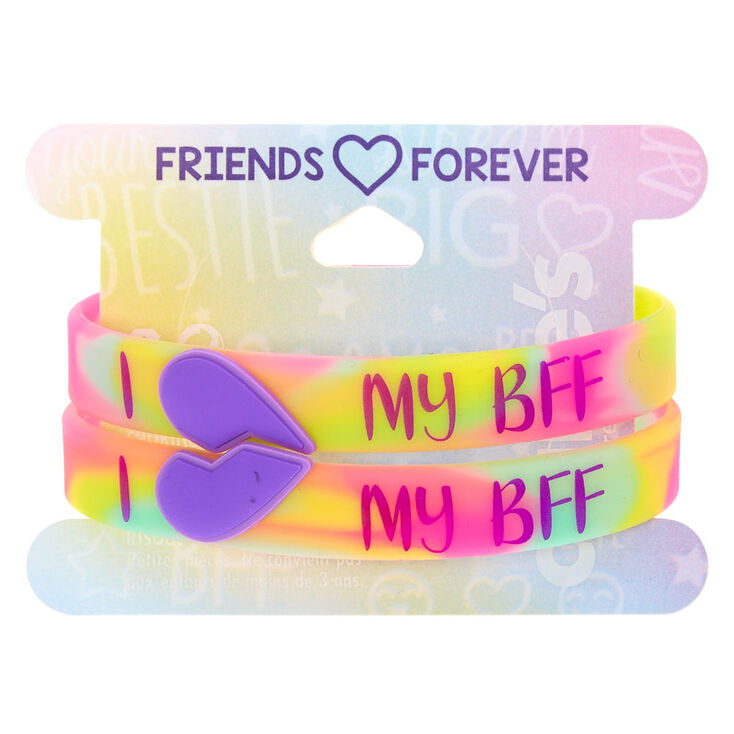 Lot de 2 bracelets best friends &laquo;&nbsp;I Heart my BFF&nbsp;&raquo; effet tie-dye,