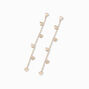Gold-tone Heart Charm Linear 3&quot; Drop Earrings,