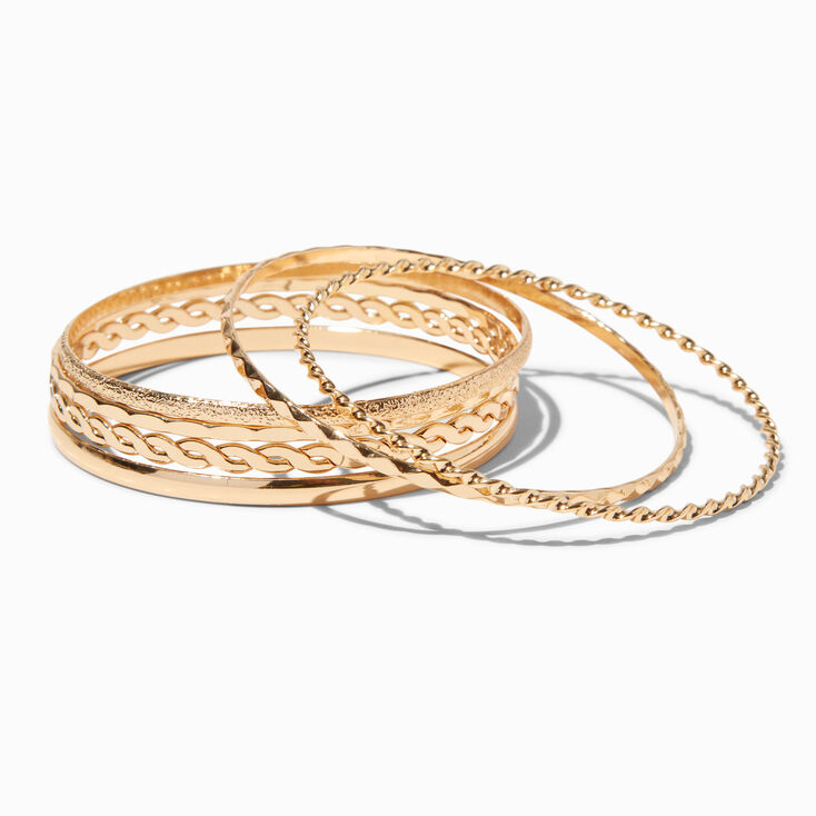 Gold-tone Twisted Bangle Bracelets - 6 Pack,
