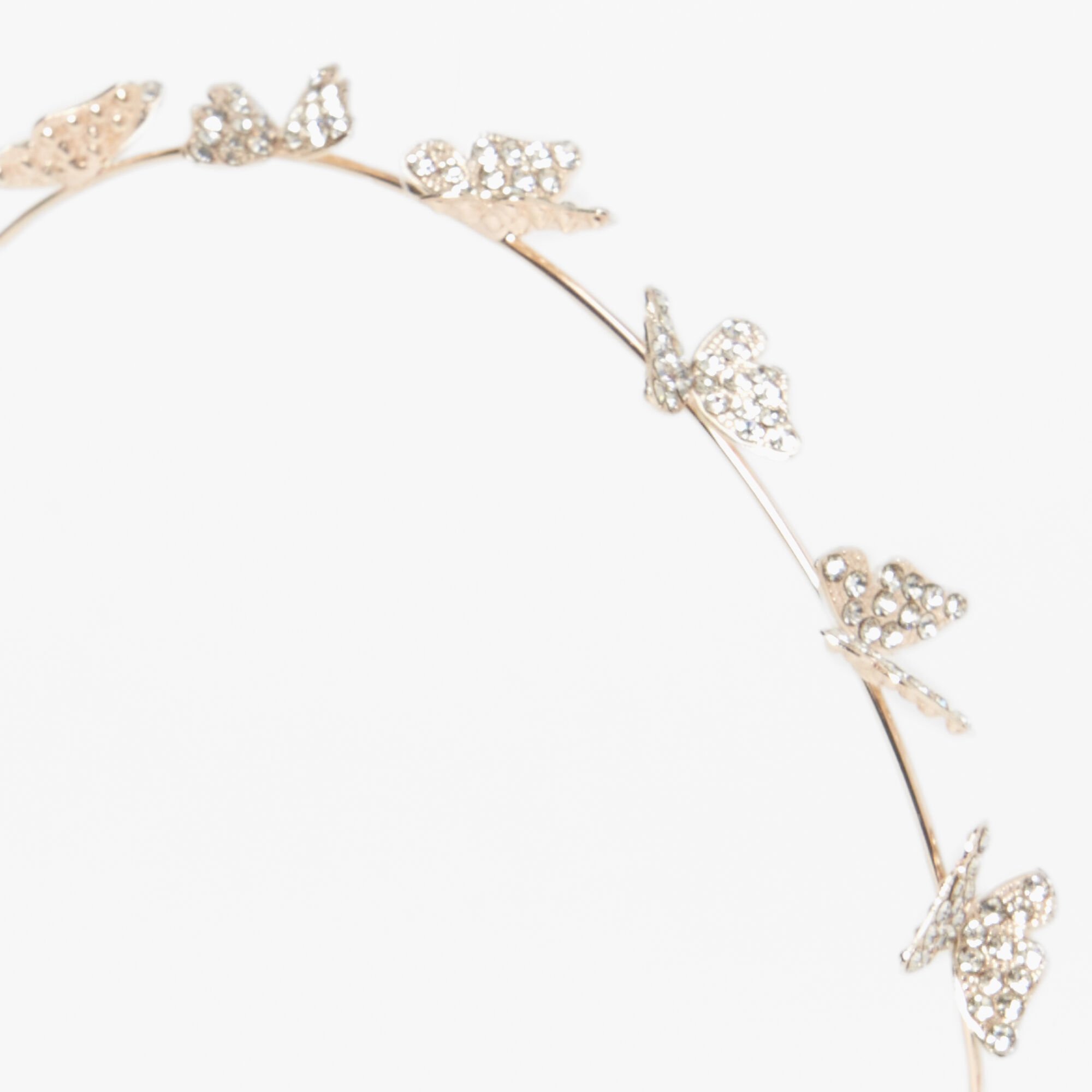 Serre-tête papillon pavé couleur doré rose,