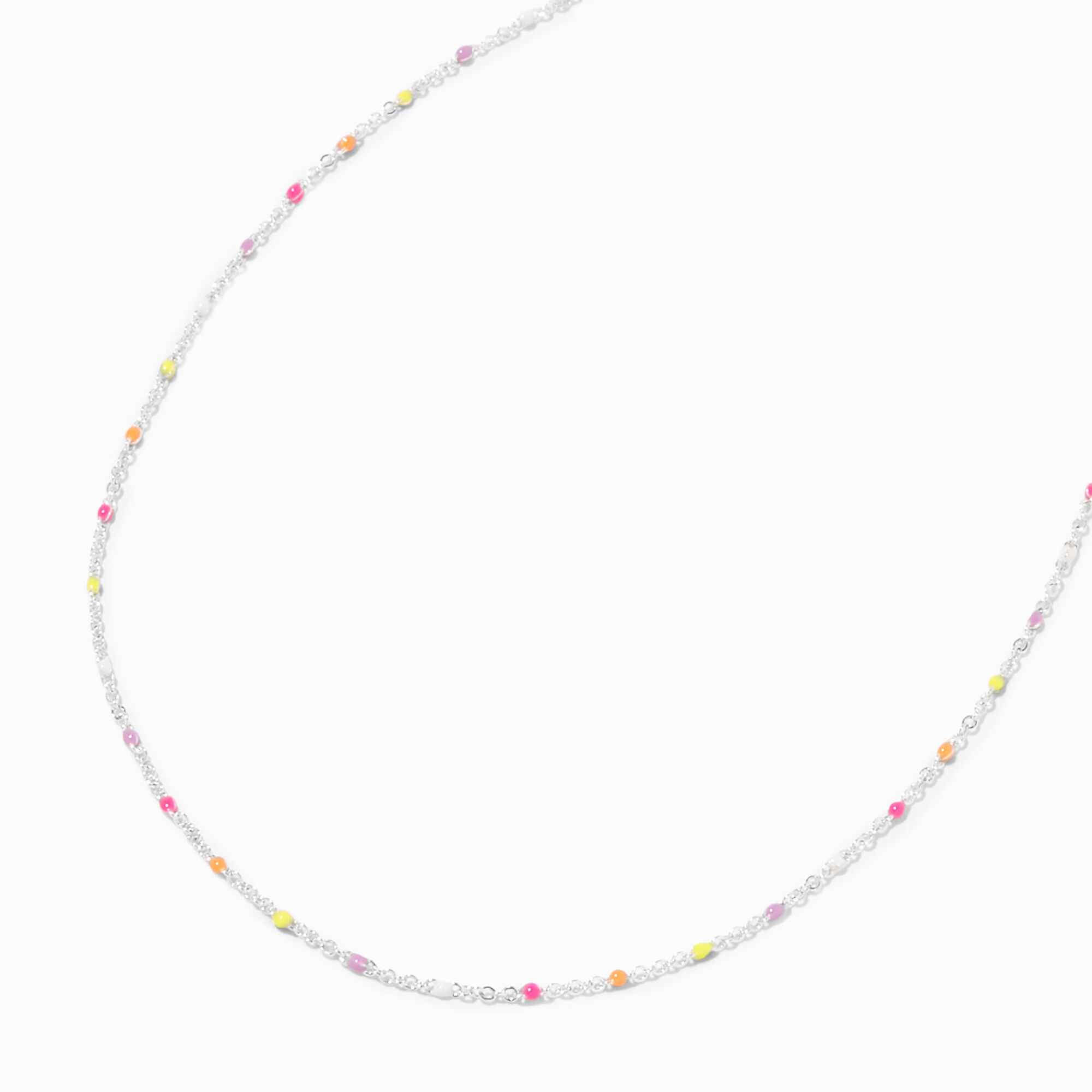 View Claires Rainbow Dot Clear Beaded Necklace Silver information