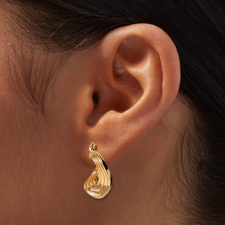 Gold-tone Twisted Disc 20mm Hoop Earrings,