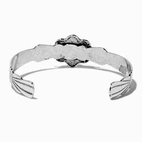 Silver-tone Turquoise Medallion Cowgirl Cuff Bracelet,