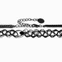 Black Ribbon &amp; Tattoo Cross Dangle Choker Necklaces - 2 Pack,