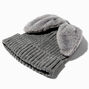 Furry Gray Bunny Ears Beanie Hat,