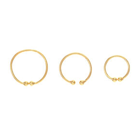 Gold-tone Graduated Faux Hoop Nose Rings - 3 Pack,