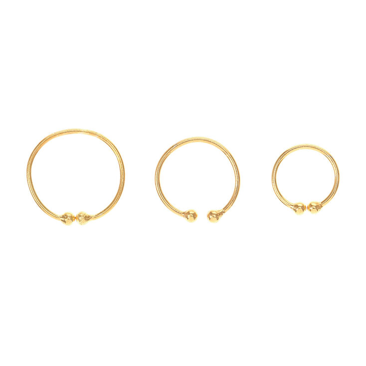 Gold-tone Graduated Faux Hoop Nose Rings - 3 Pack,