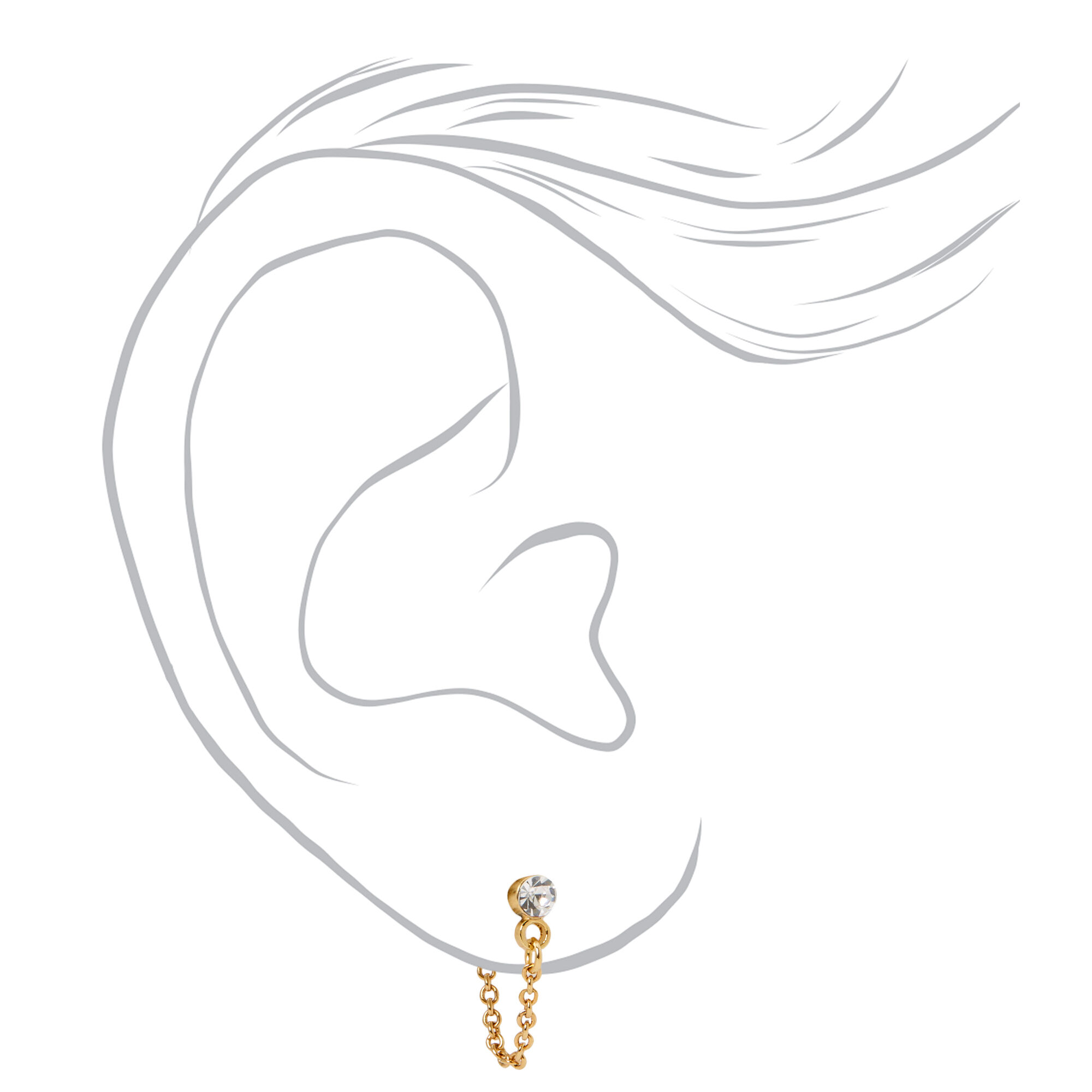 Gold 10MM Crystal Huggie Hoop Earrings - 2 Pack,
