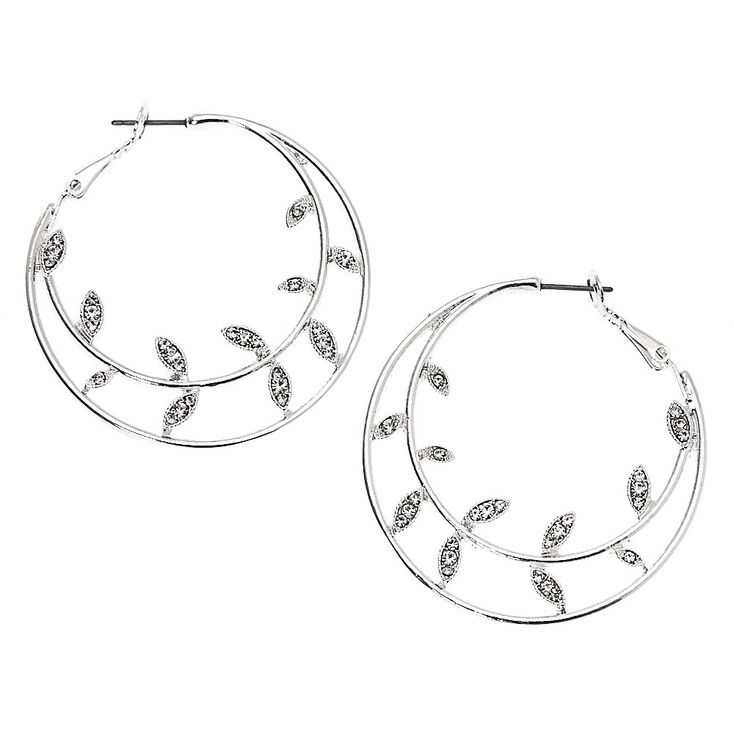 Silver 40MM Vine Hoop Earrings | Claire's