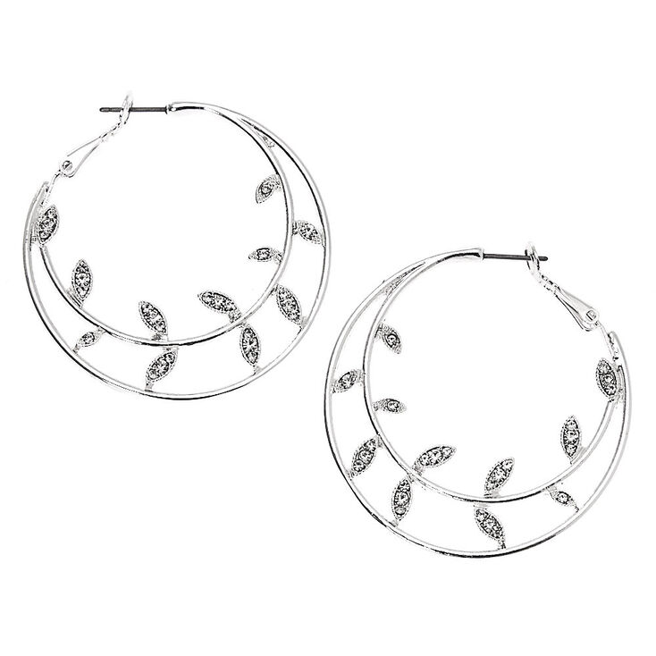 Silver 40MM Vine Hoop Earrings,