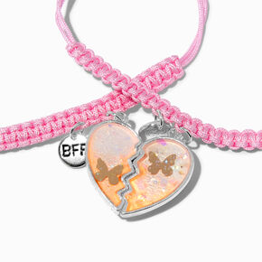 Bracelets en cordon r&eacute;glables c&oelig;ur papillon Best Friends - Lot de 2,