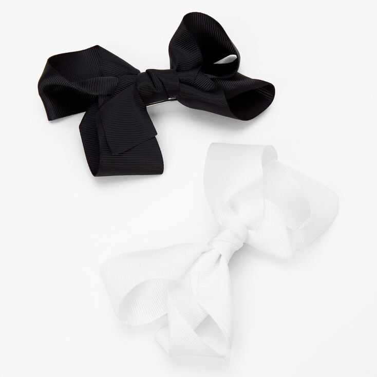 Black/White Cheer Bow Hair Barrettes - 2 Pack | Claire's US