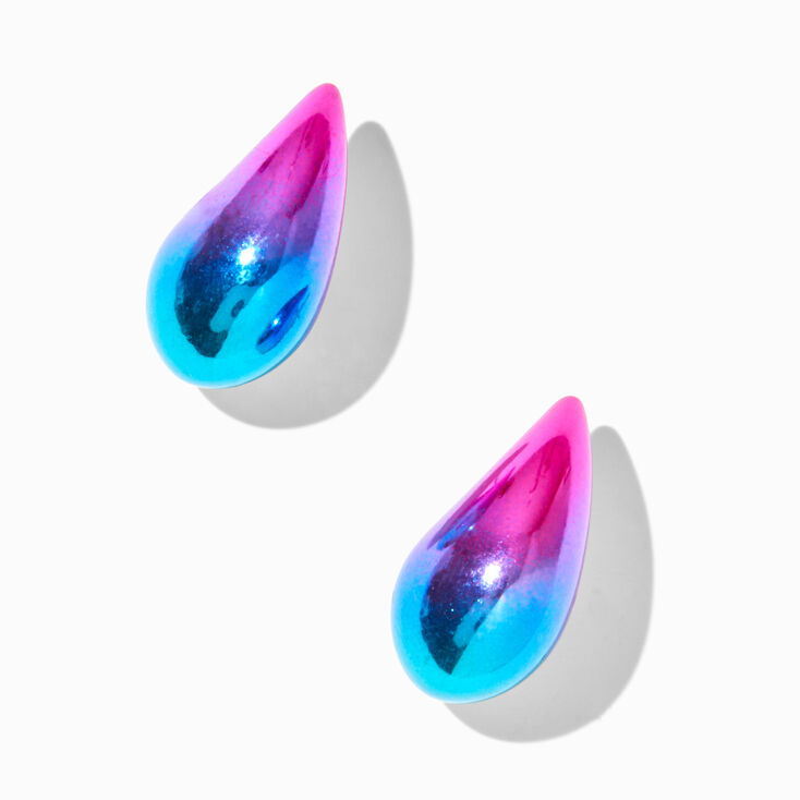 Grandes pendantes 2,5&nbsp;cm haricot anodis&eacute; arc-en-ciel,