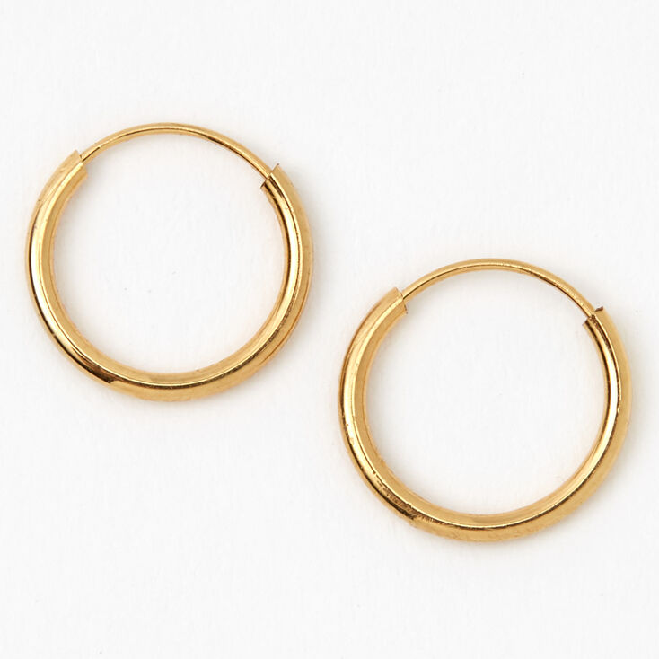 18ct Gold Plated 10MM Hoop Earrings | Claire's