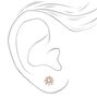 Rose Gold Cubic Zirconia Round Crown Stud Earrings - 8MM,