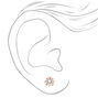 Clous d&rsquo;oreilles couronne ronds avec strass en zircon cubique d&rsquo;imitation couleur dor&eacute; rose - 8&nbsp;mm,
