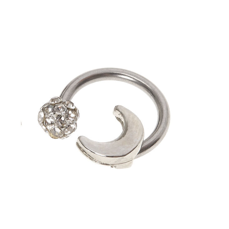 Silver 16G Fireball Moon Horseshoe Cartilage Earring,