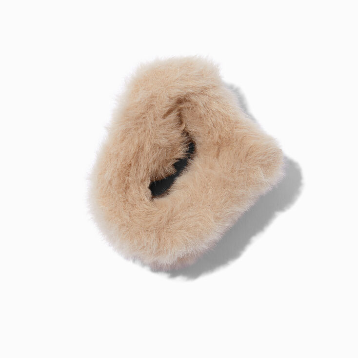 Tan Furry Medium Heart Hair Claw,