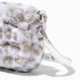 Claire&#39;s Club Furry Snow Leopard Crossbody Bag,