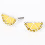Silver Lemon Slice Stud Earrings - Yellow,