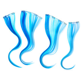 Feelin&#39; The Blues Faux Hair Clip In Extensions - Blue, 4 Pack,