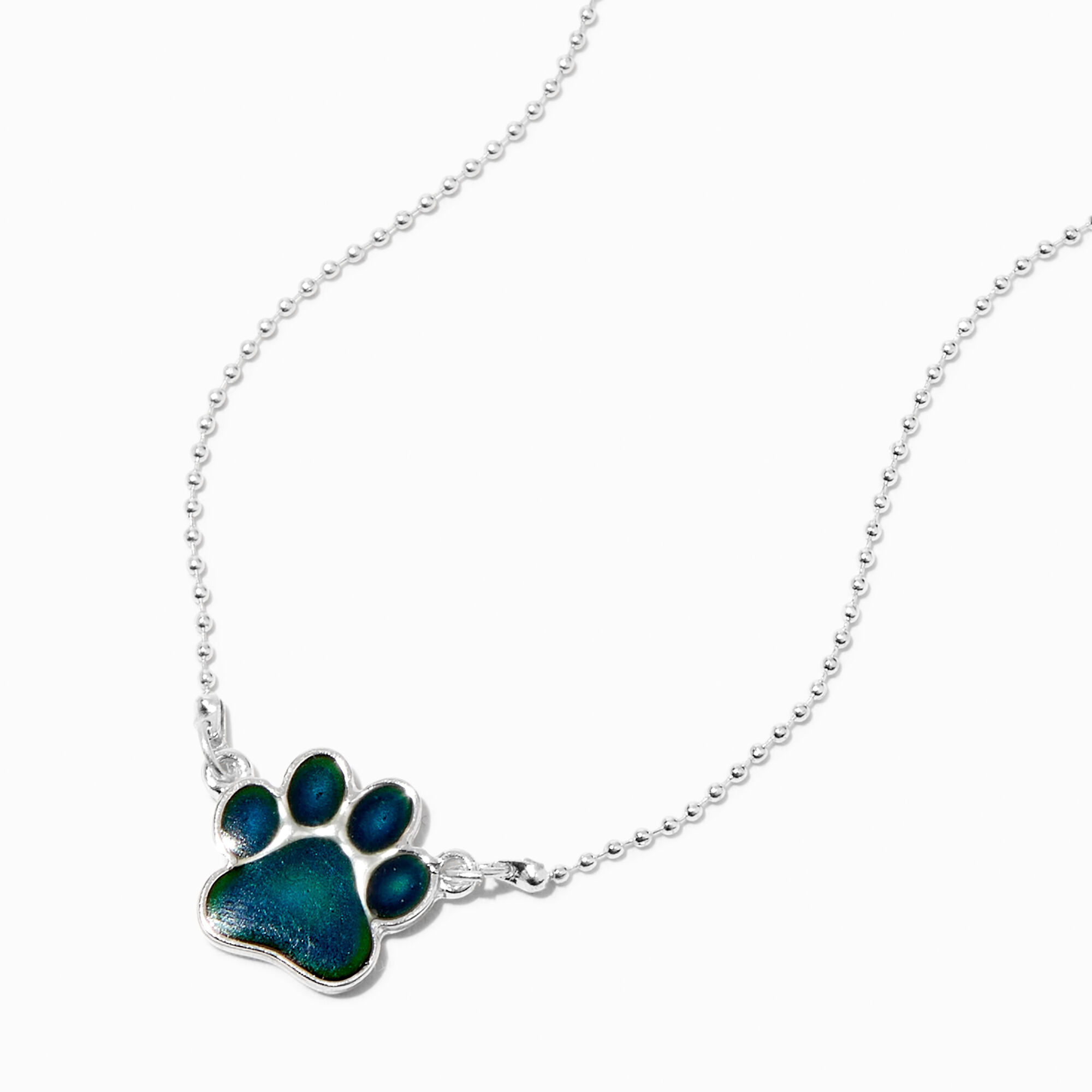 View Claires Mood Paw Print Pendant Necklace Silver information