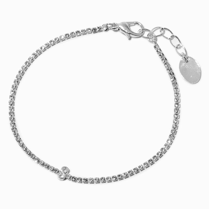 Silver-tone Crystal Letter Initial Bracelet - S,