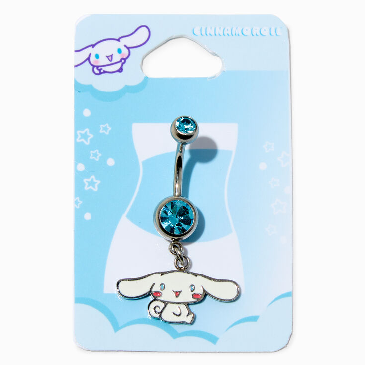 Cinnamoroll&trade; Stainless Steel Blue Crystal Charm 14G Belly Bar,