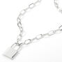 Silver Lock Pendant Chain Necklace,
