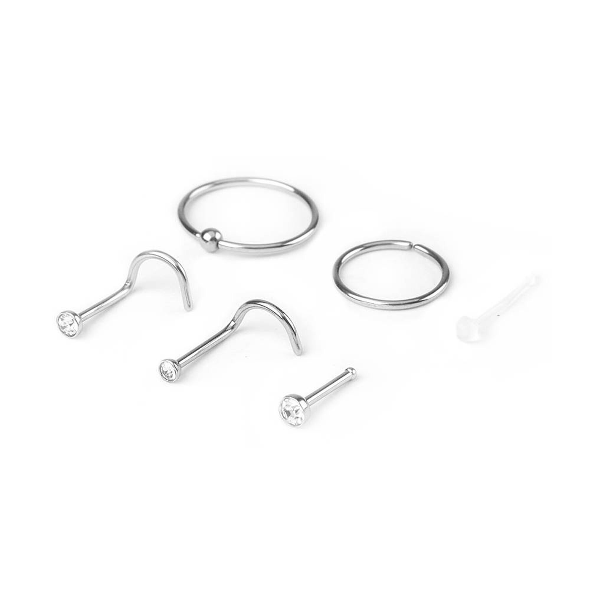 Silver 20G Hoops Crystal Nose Studs 6 Pack Claire s US